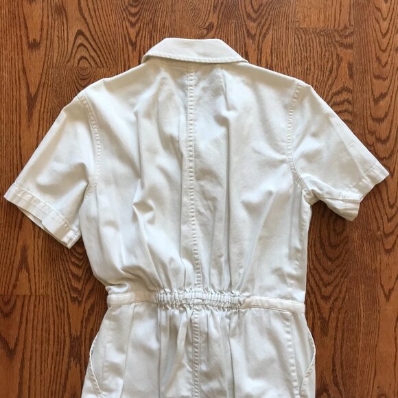 Madewell Wide Leg Utility Jumpsuit Womens 4 Cream Ivory Short Sleeve Cotton Boho - Picture 11 of 13